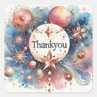 colourful water colour art  Square Sticker