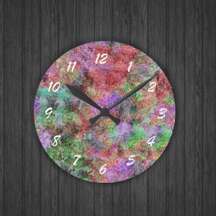 Colourful Water Colour Swirl Mist Round Clock