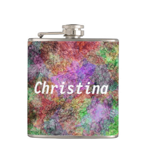Colourful Water Colour Swirl of Misty Pastel Hues Hip Flask