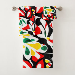 Colourful Water-Drop Geometry, Abstract Home Decor Bath Towel Set