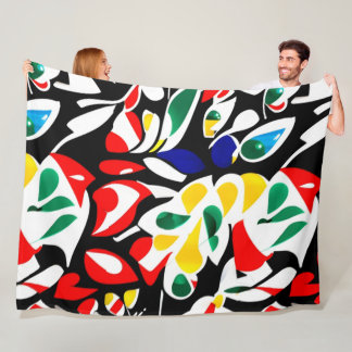 Colourful Water-Drop Shapes , Artistic Geometry Fleece Blanket