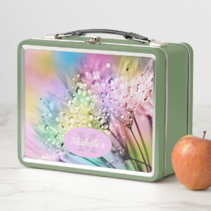 Colourful Water Droplets Monogram Metal Lunch Box