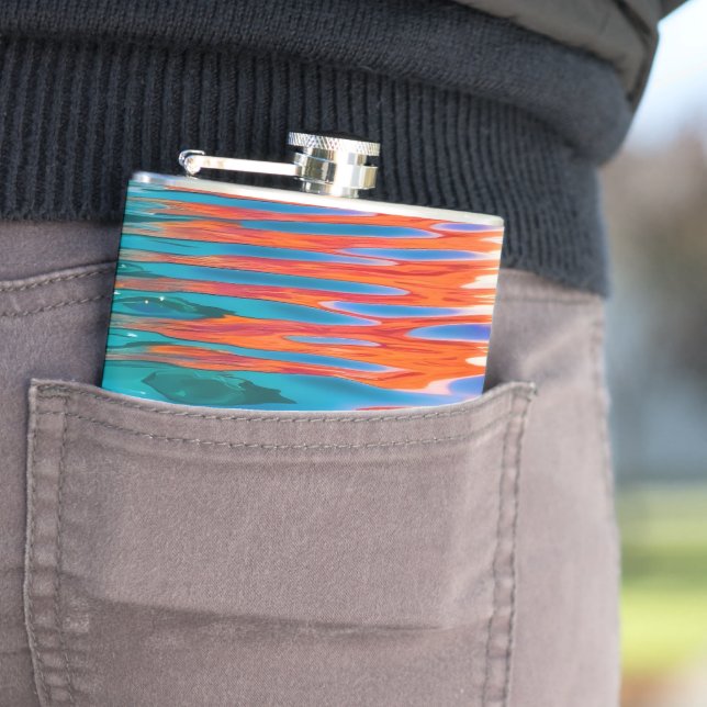 Colourful Water Ripples Hip Flask (In Situ)