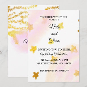 Colourful watercolor abstract add name text invitation