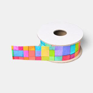Colourful Watercolor Abstract Art Gift Wrap Fun Grosgrain Ribbon