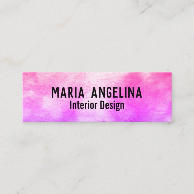 Colourful watercolor abstract art pink mini business card (Front)