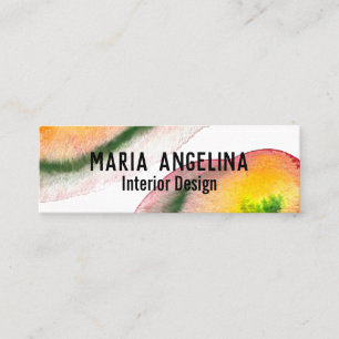 Colourful watercolor abstract art swirls red yello mini business card