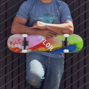 Colourful Watercolor Abstract Dd Brand  Skateboard