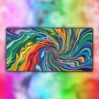 Colourful Watercolor Abstract Swirl Desk Mat