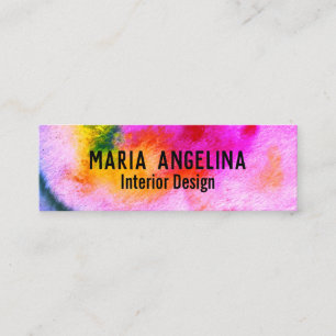 Colourful watercolor abstract swirls multicolor mini business card