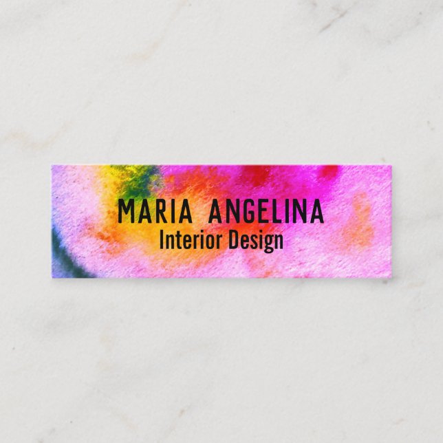 Colourful watercolor abstract swirls multicolor mini business card (Front)