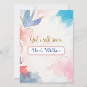 Colourful watercolor abstract with Get well messag Card