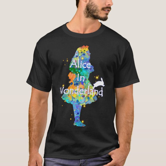 Colourful Watercolor Alice In Wonderland T-Shirt (Front)