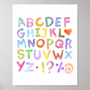 Colourful Watercolor Alphabet Poster