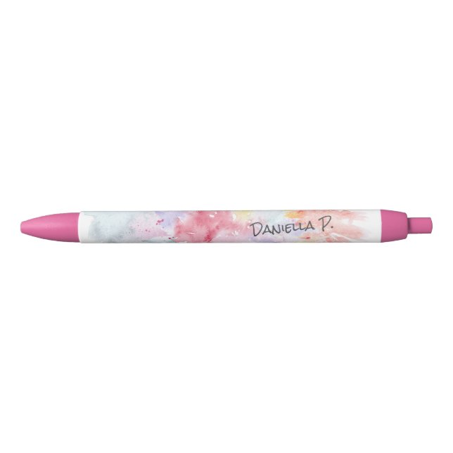 Colourful Watercolor Art Attack Your Signature Black Ink Pen (Front)