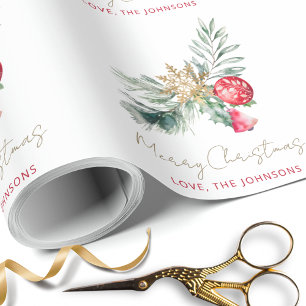 Colourful Watercolor Artistic Christmas Script Wrapping Paper