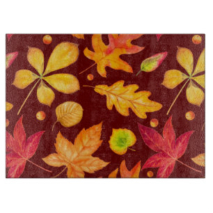 Colourful Watercolor Autumn Leaves Cutting Board