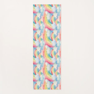 Colourful Watercolor Background with Rainbows Yoga Mat