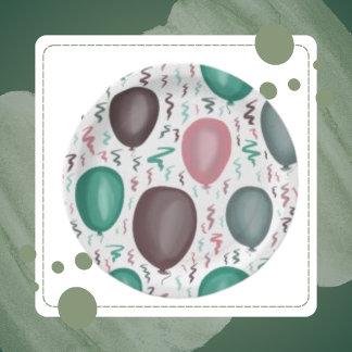 Colourful Watercolor Balloon and Sash Paper Plate