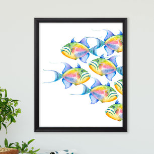 Colourful Watercolor Beach Art Poster