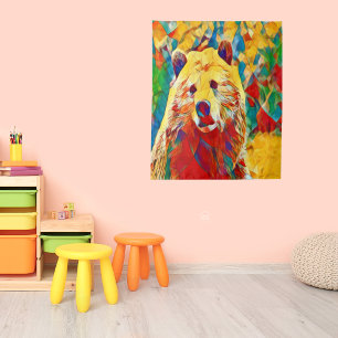 Colourful Watercolor Bear Tapestry