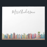 Colourful Watercolor Books Teacher Name Notepad<br><div class="desc">Notepad featuring colourful watercolor books lined up with personalised teacher name.</div>