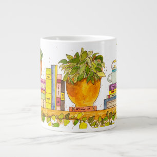 Colourful Watercolor Bookshelf Large Coffee Mug