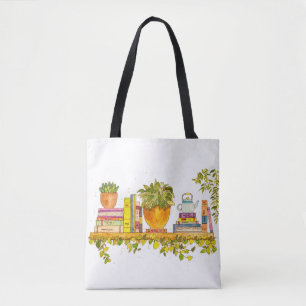 Colourful Watercolor Bookshelf Tote Bag