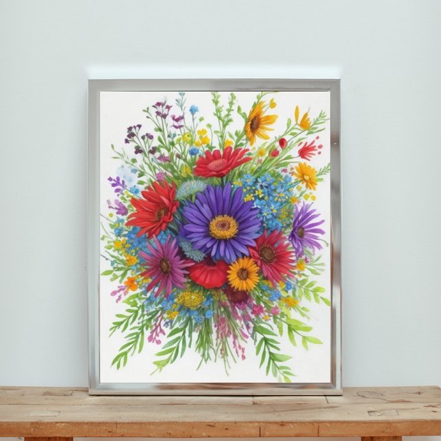 Colourful Watercolor Bouquet of Flowers Photo Print (Creator Uploaded)