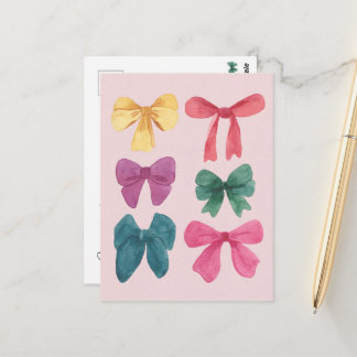 Colourful Watercolor Bows Postcard
