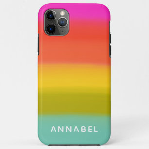 Colourful Watercolor Bright Rainbow Stripes Name iPhone 11 Pro Max Case