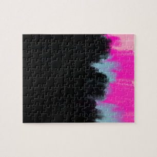Colourful Watercolor Brush Strokes Neon Abstract Jigsaw Puzzle