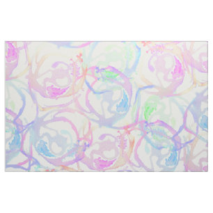 Colourful Watercolor Brushstroke Abstract Circles Fabric