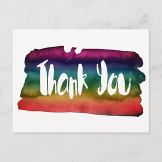 Colourful watercolor brushstroke Thank You Postcard