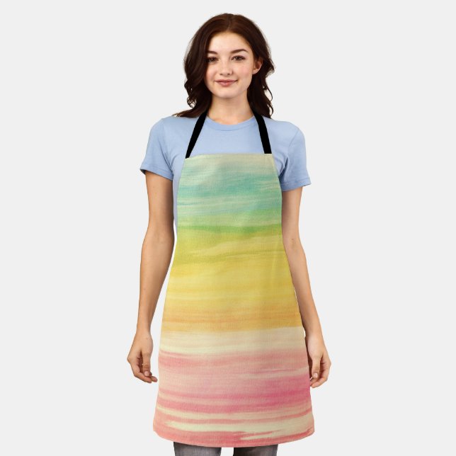 Colourful Watercolor Brushstrokes Apron (Worn)