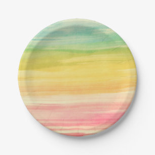Colourful Watercolor Brushstrokes Paper Plate