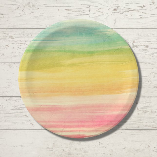 Colourful Watercolor Brushstrokes Paper Plate (Creator Uploaded)