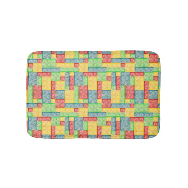 Colourful Watercolor Building Blocks Bath Mat (Front)
