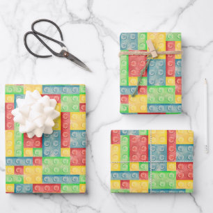 Colourful Watercolor Building Blocks Wrapping Paper Sheet