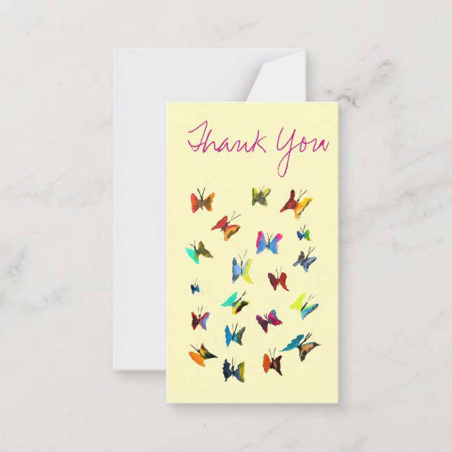 Colourful watercolor butterflies card (Front)
