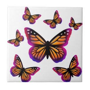 Colourful watercolor butterflies ceramic tile
