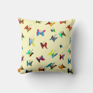 Colourful watercolor butterflies cushion