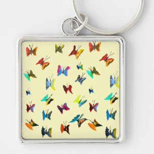 Colourful watercolor butterflies key ring