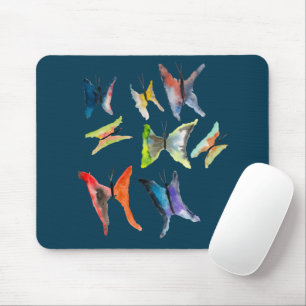 Colourful watercolor butterflies mouse pad