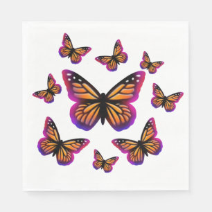 Colourful watercolor butterflies napkin