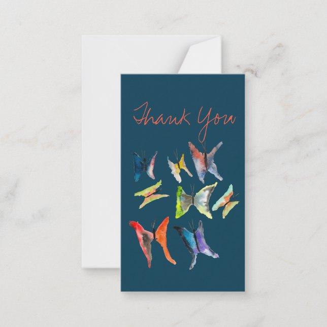 Colourful watercolor butterflies note card (Front)