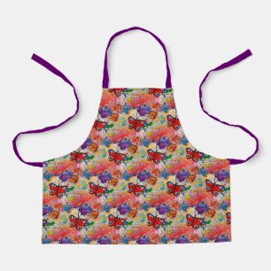 Colourful Watercolor Butterflies Pattern Vintage Apron