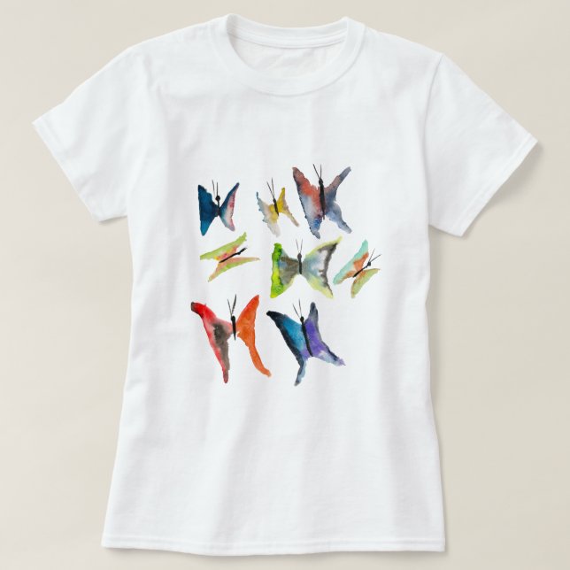 Colourful watercolor butterflies T-Shirt (Design Front)