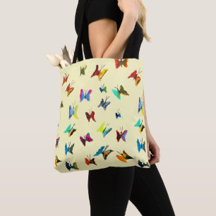 Colourful watercolor butterflies tote bag