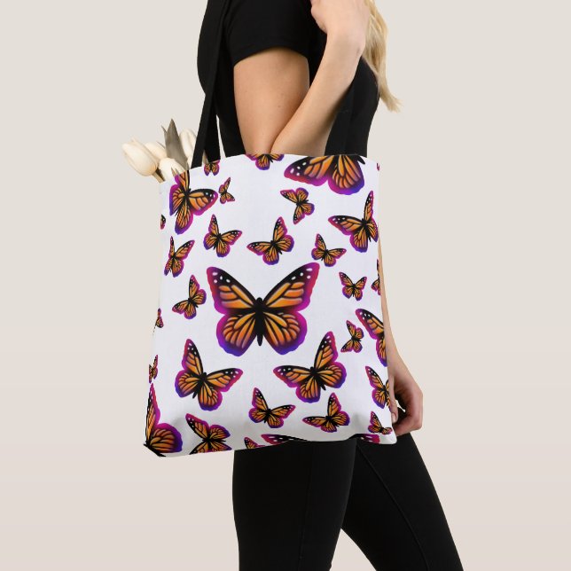 Colourful watercolor butterflies tote bag (Close Up)